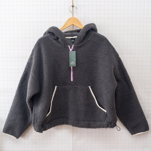 *NWT* Wild Fable Half Zip Anorak Hoodie Sherpa - Gray - Size L - Picture 2 of 9